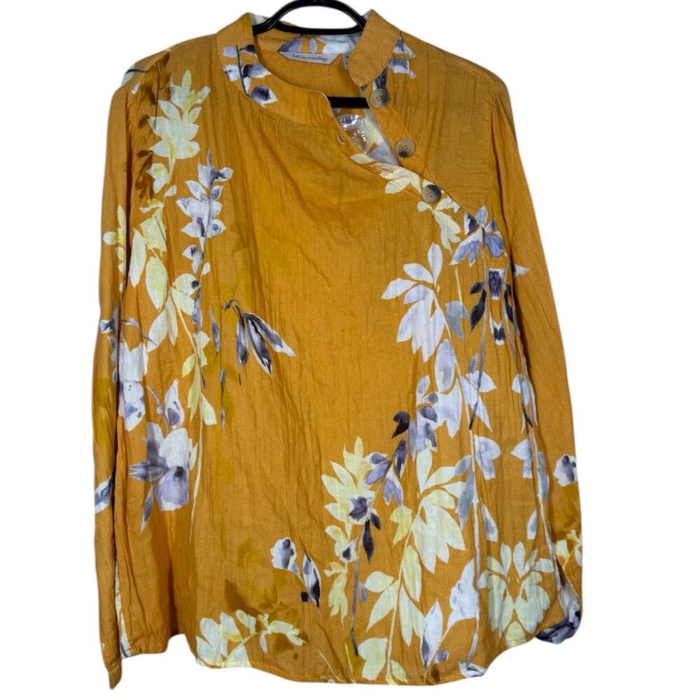 NWOT Soft Surroundings Womens Floral Popover Top Sz M Gauzy Boho Bright